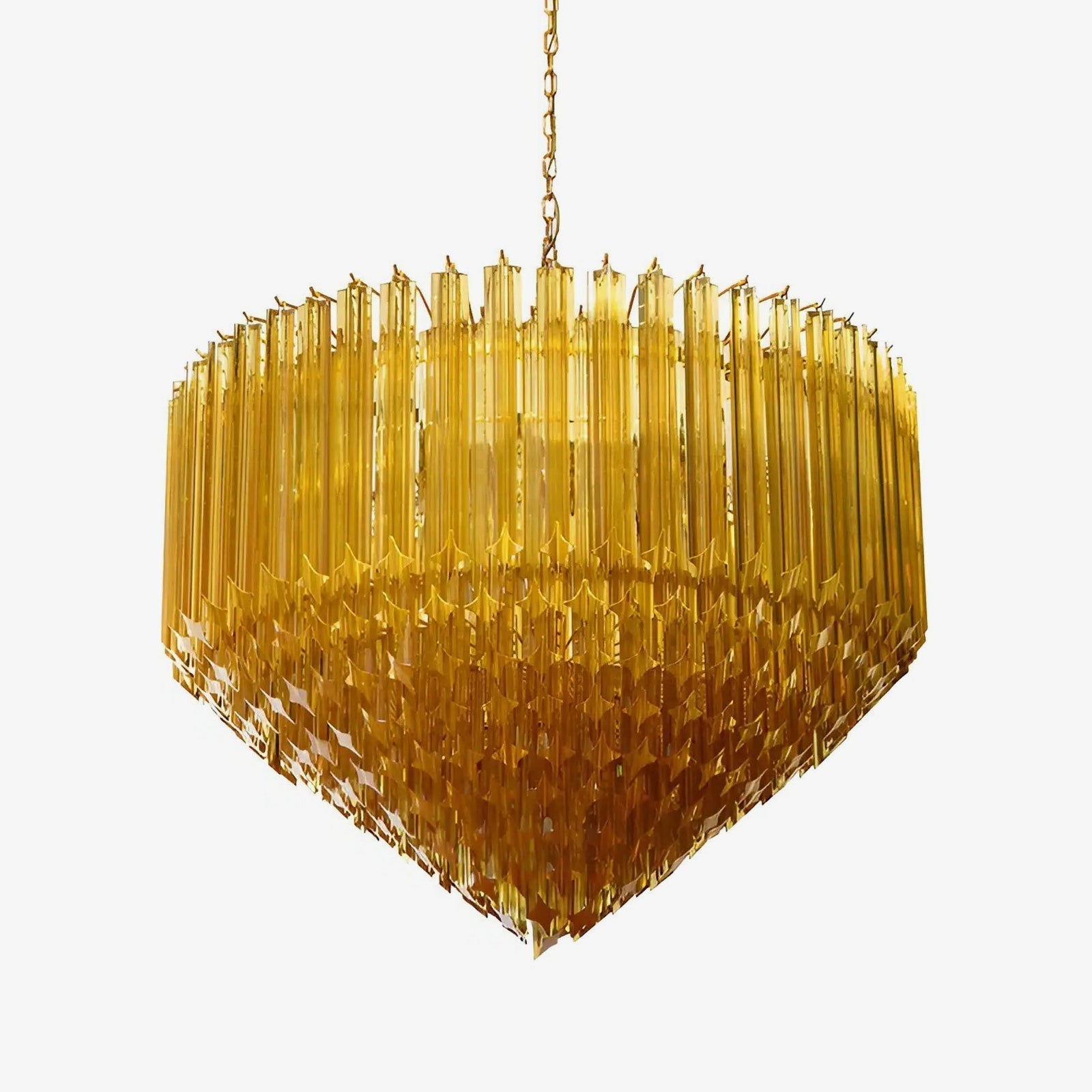 Contemporary Prism Murano Amber Glass Chandelier by Bling Lighting Studio
