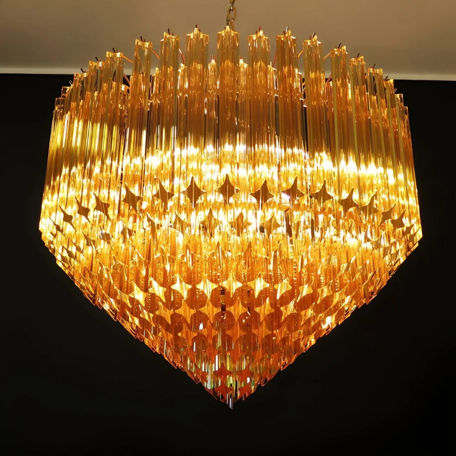 Contemporary Prism Murano Amber Glass Chandelier product image