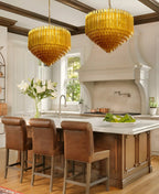 Contemporary Prism Murano Amber Glass Chandelier product image