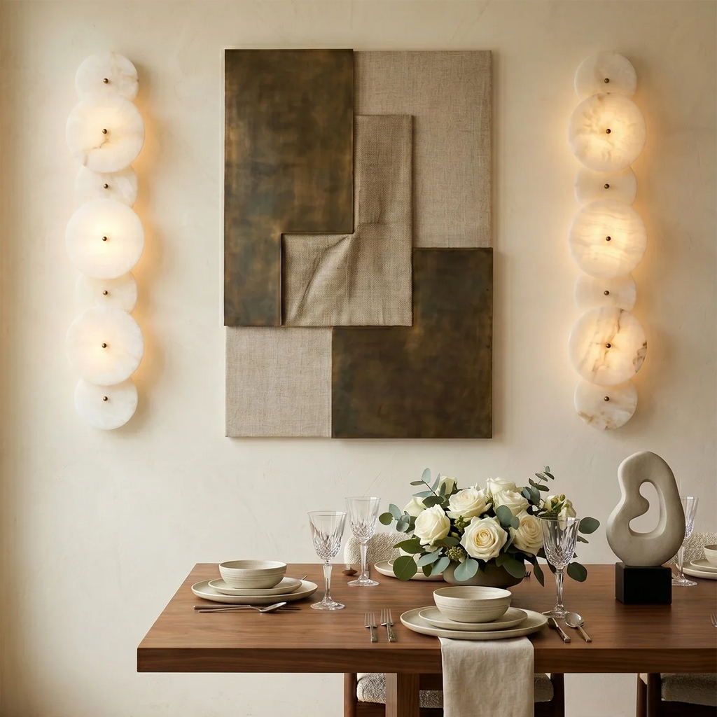 Cosmic Round Alabaster Wall Sconce by Bling Lighting Studio