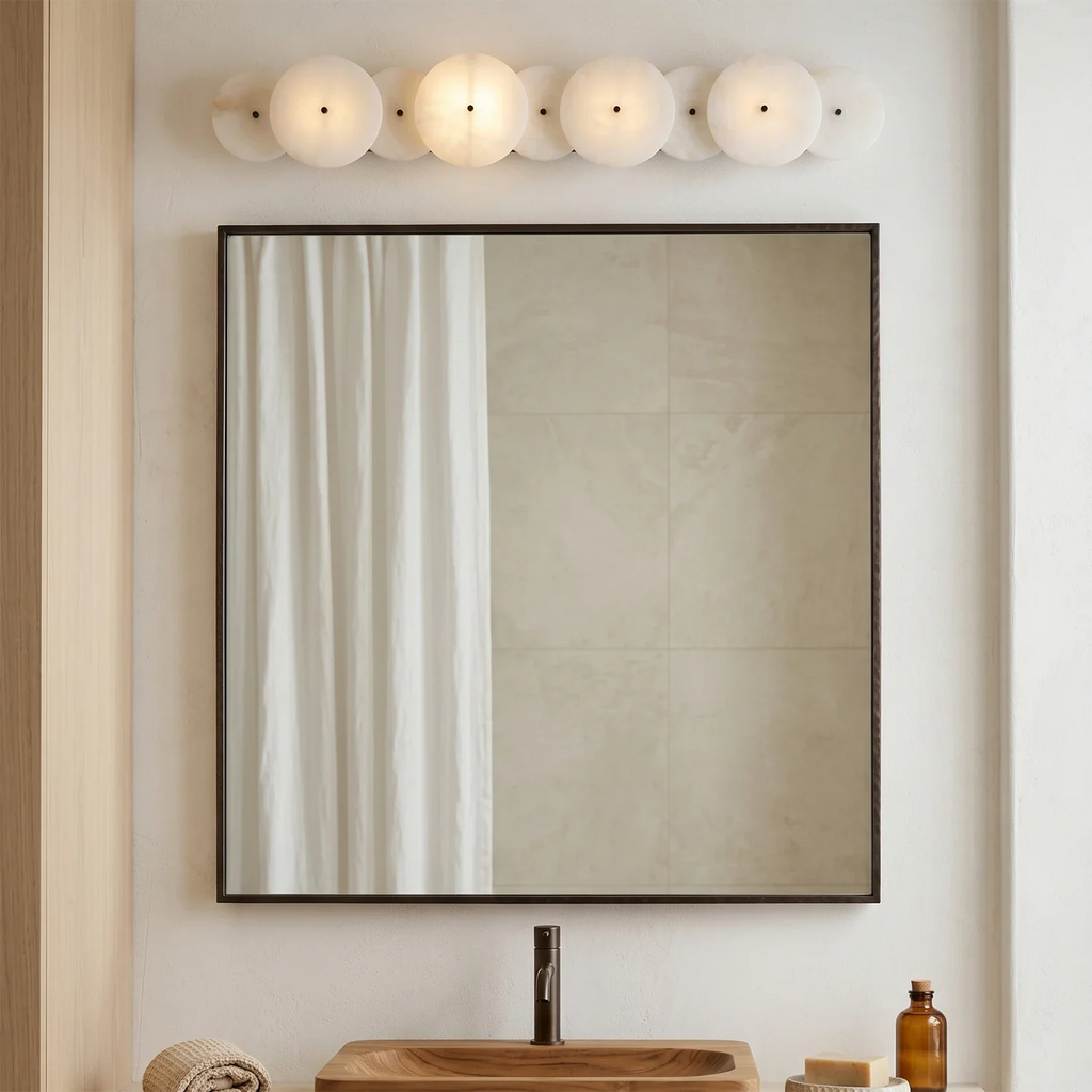 Cosmic Round Alabaster Wall Sconce by Bling Lighting Studio