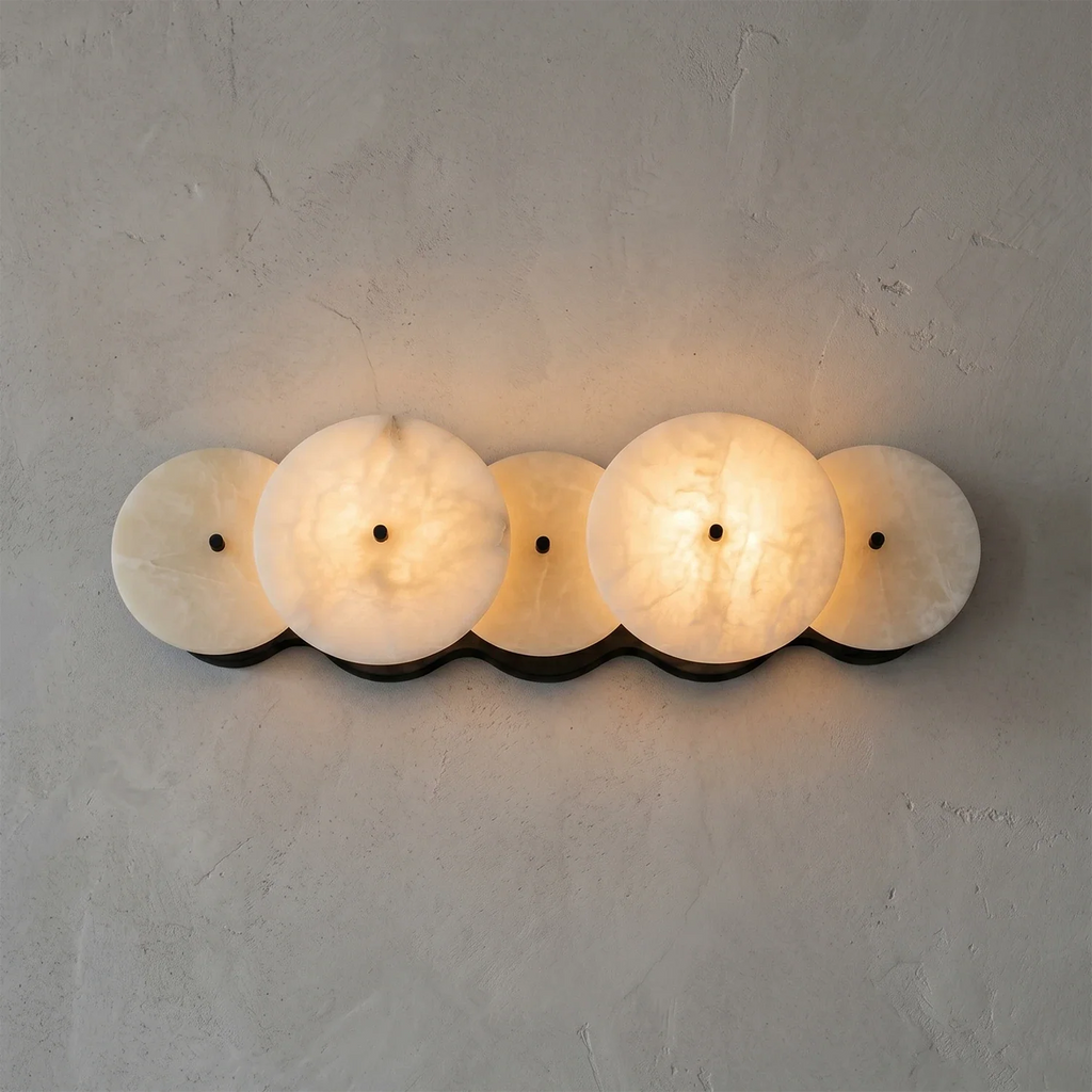 Cosmic Round Alabaster Wall Sconce by Bling Lighting Studio