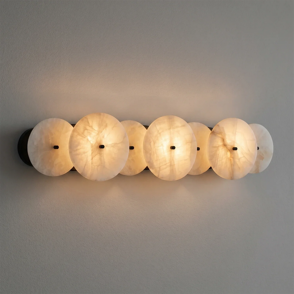 Cosmic Round Alabaster Wall Sconce by Bling Lighting Studio