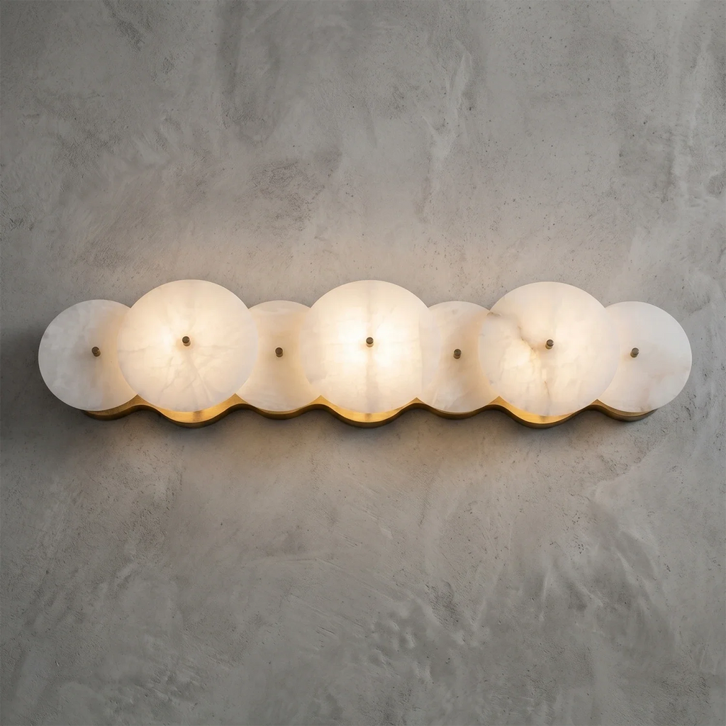 Cosmic Round Alabaster Wall Sconce by Bling Lighting Studio