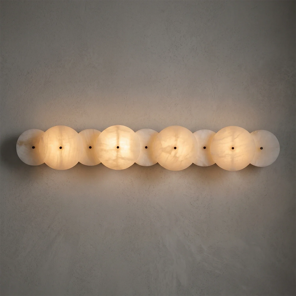 Cosmic Round Alabaster Wall Sconce by Bling Lighting Studio