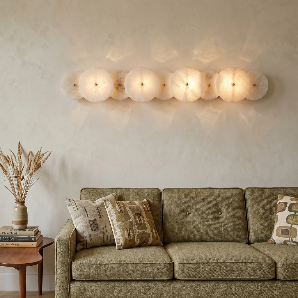 Cosmic Round Alabaster Wall Sconce by Bling Lighting Studio