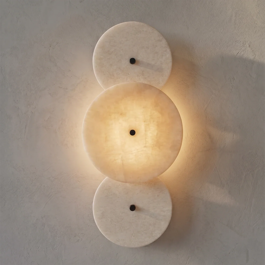 Cosmic Round Alabaster Wall Sconce by Bling Lighting Studio