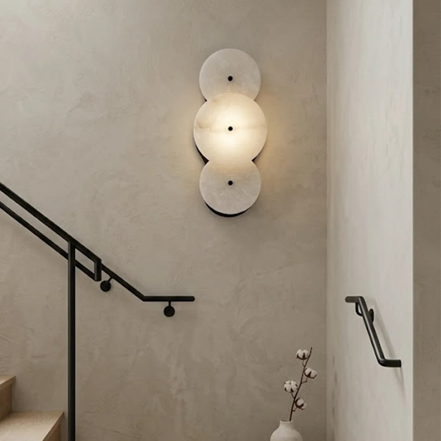 Cosmic Round Alabaster Wall Sconce by Bling Lighting Studio