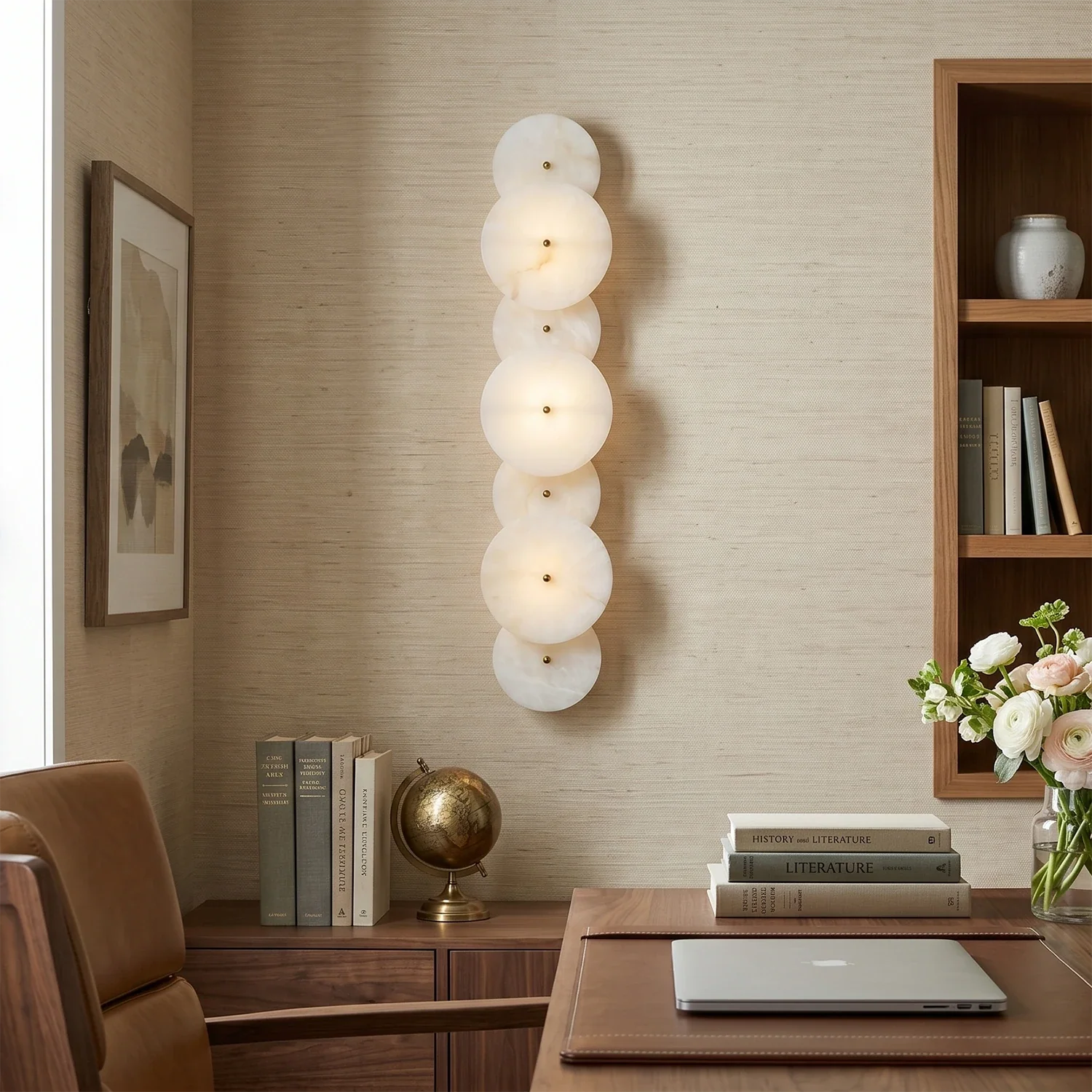 Cosmic Round Alabaster Wall Sconce by Bling Lighting Studio