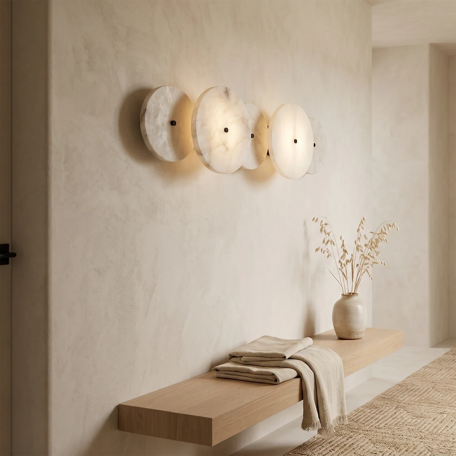 Cosmic Round Alabaster Wall Sconce by Bling Lighting Studio