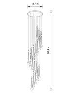 18-light spiral Crystal Raindrop Cascade Staircase Chandelier with clear illuminated drops