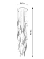 40-light double spiral Crystal Raindrop Cascade Chandelier installed in a large interior