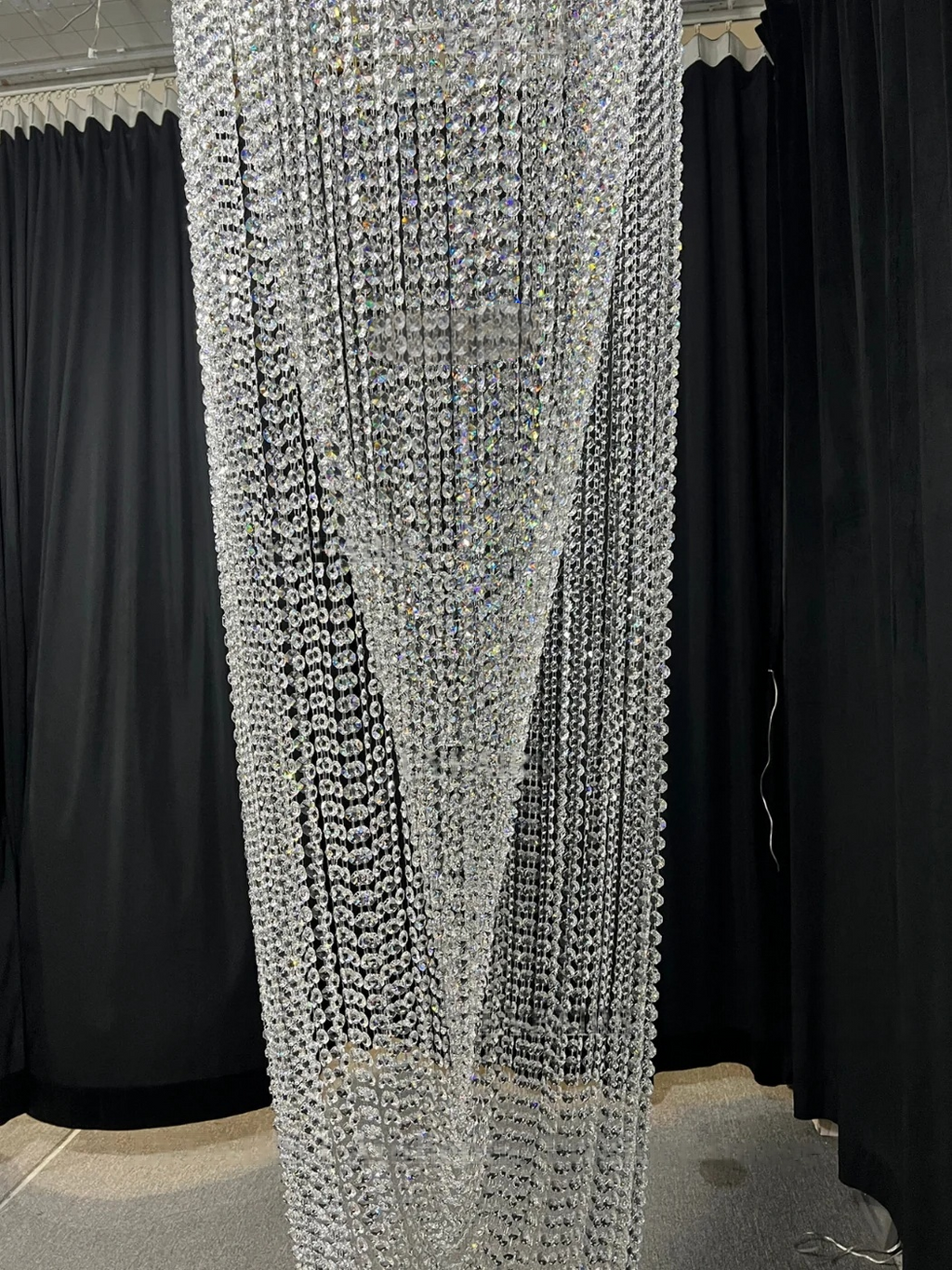 Crystal Tassel Chandelier for Staircase & Foyer 100 cm waterfall crystal chandelier view