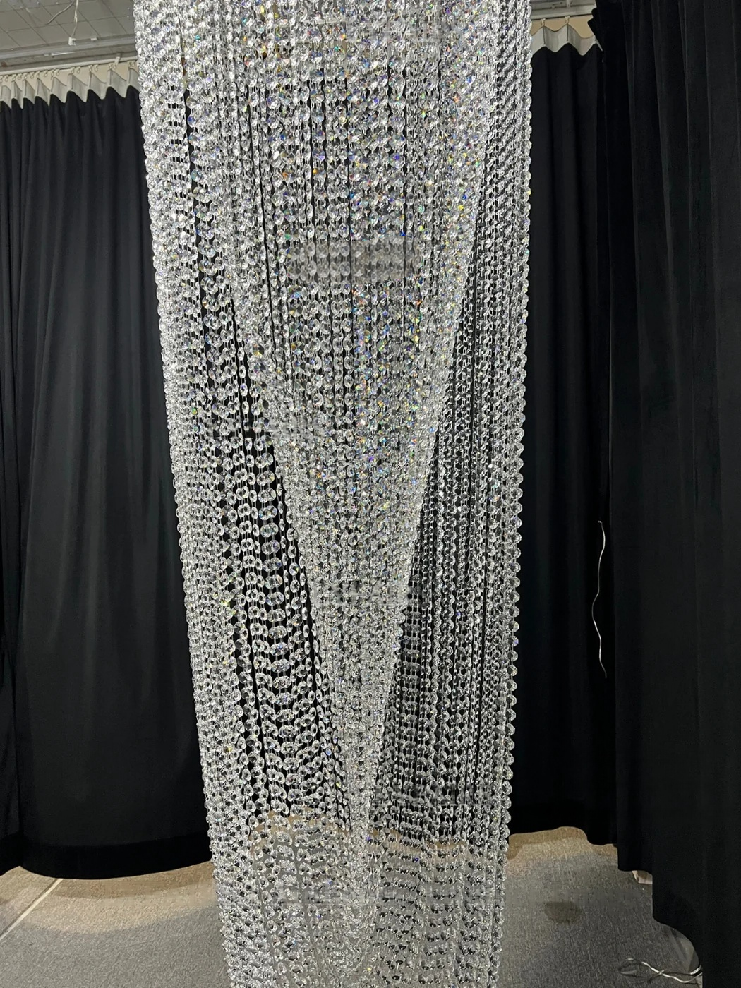 Crystal Tassel Chandelier for Staircase & Foyer 100 cm waterfall crystal chandelier view