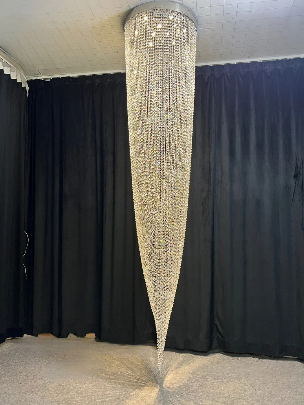 Crystal Tassel Chandelier for Staircase & Foyer 100 cm cascading crystal tassel chandelier