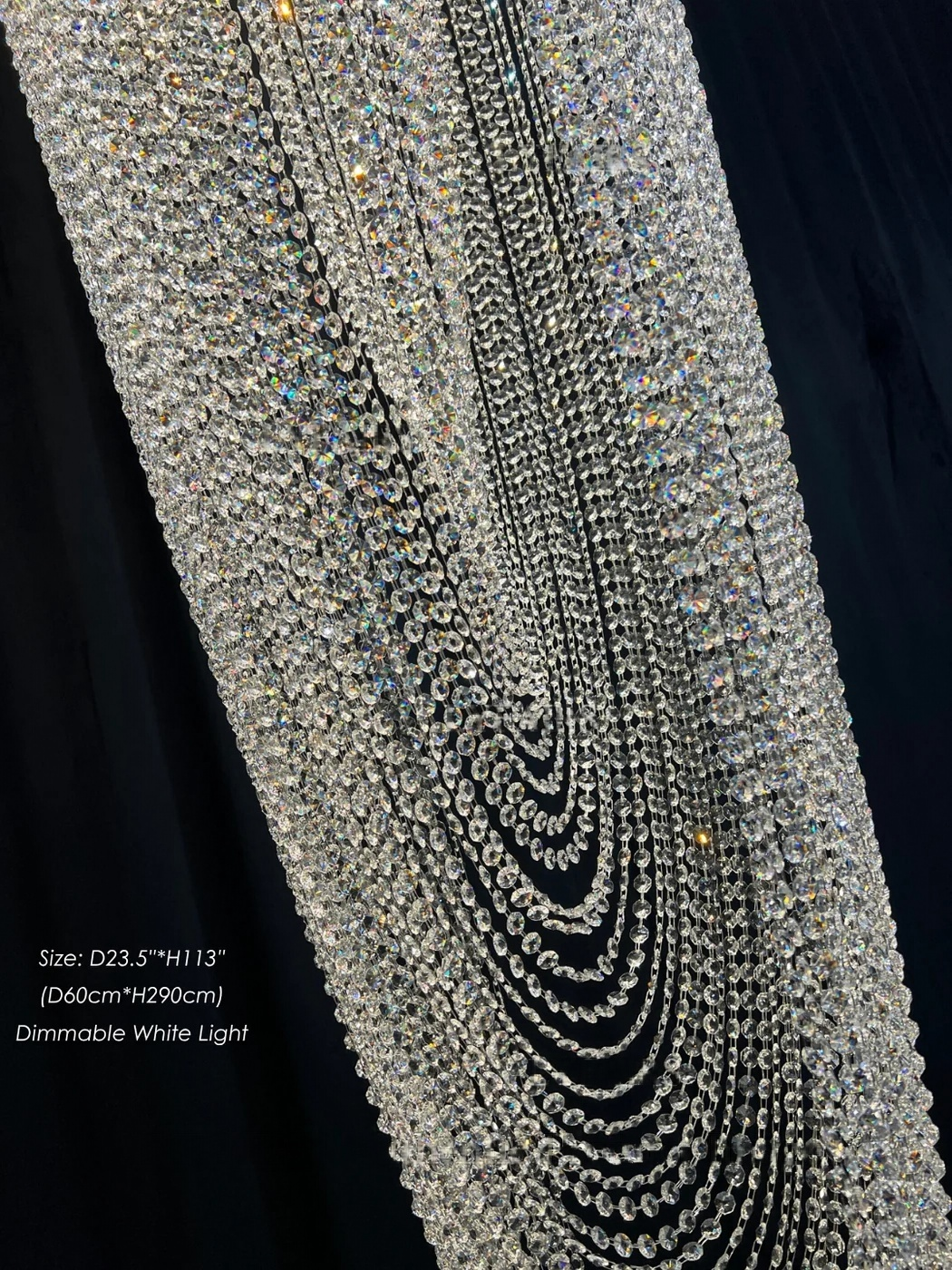 Crystal Tassel Chandelier for Staircase & Foyer 100 cm waterfall crystal chandelier for foyer lighting