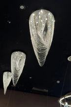 Crystal Tassel Chandelier for Staircase & Foyer flush mount waterfall crystal chandelier angle view