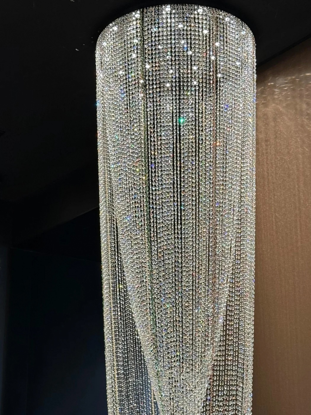 Crystal Tassel Chandelier for Staircase & Foyer waterfall crystal chandelier for high ceiling installation