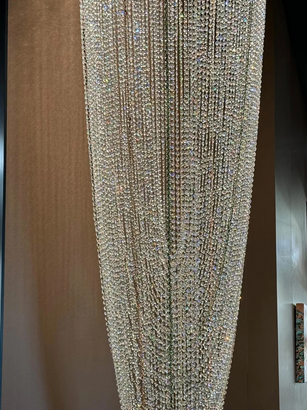 Crystal Tassel Chandelier for Staircase & Foyer high ceiling waterfall crystal chandelier detail