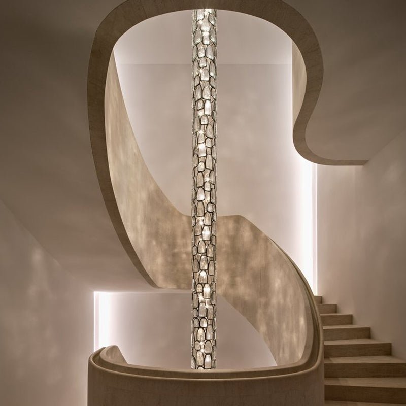 Crystal Mosaic Chandelier chandelier in a tall interior