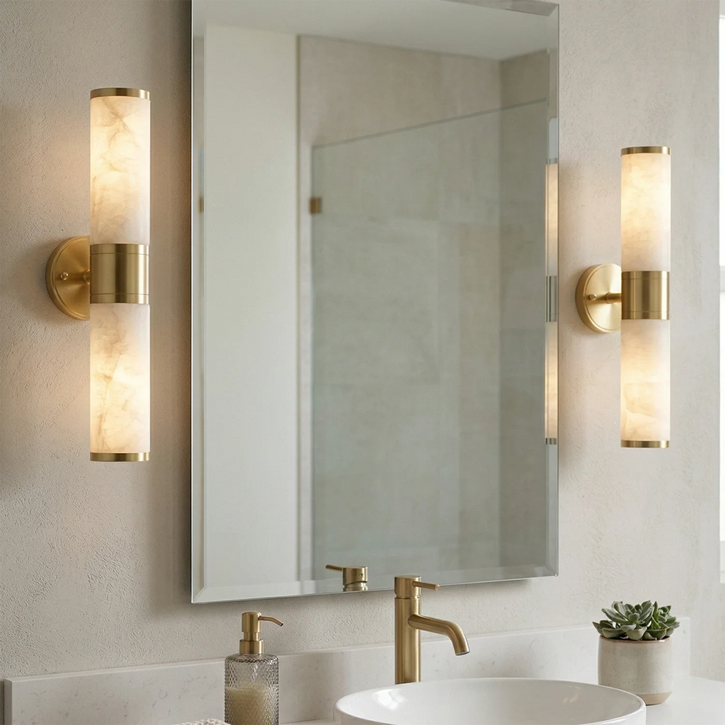 Cylindrical Lampatrin Alabaster Wall Lamp, modern alabaster pendant light bathroom vanity | Bling Lighting Studio
