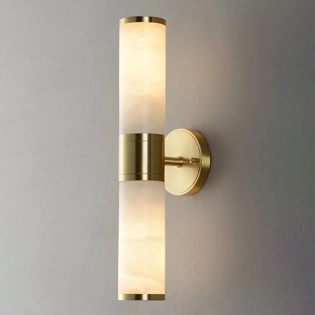 Cylindrical Lampatrin Alabaster Wall Lamp, modern alabaster pendant light double front lit | Bling Lighting Studio