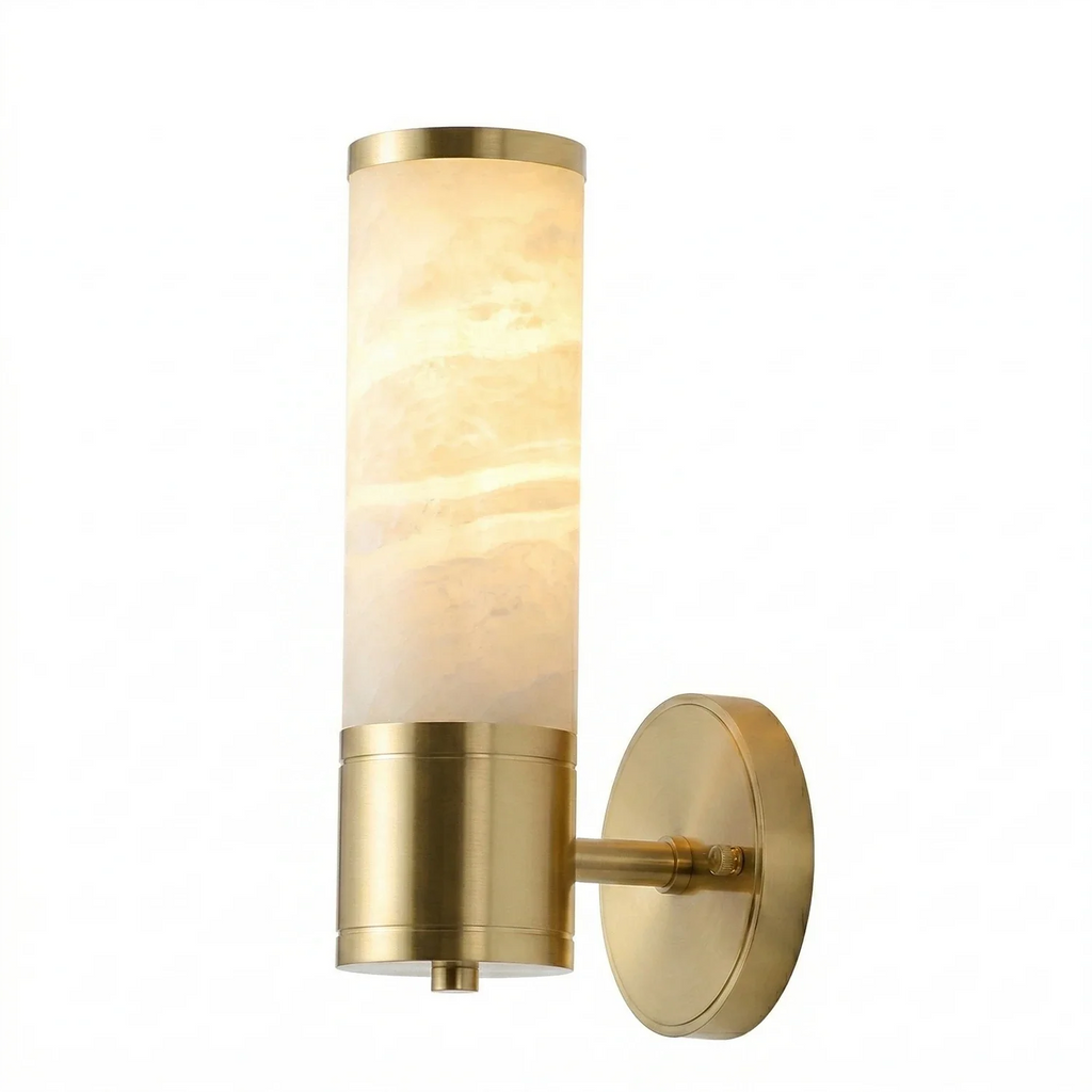 Cylindrical Lampatrin Alabaster Wall Lamp, modern alabaster pendant light front single | Bling Lighting Studio