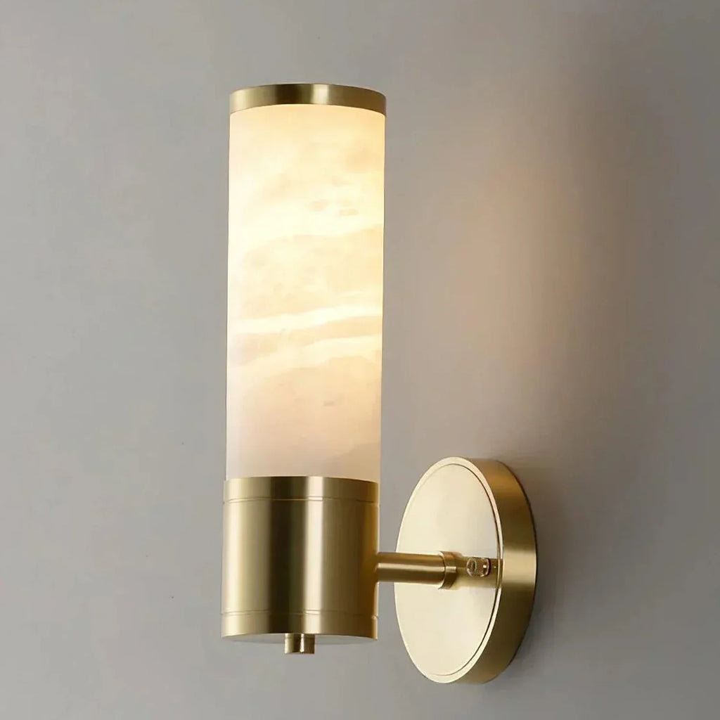 Cylindrical Lampatrin Alabaster Wall Lamp, modern alabaster pendant light side detail | Bling Lighting Studio