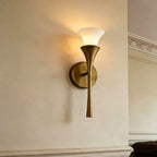 Antique Brass Double Cone Glass Wall Sconce by Bling Lighting Studio