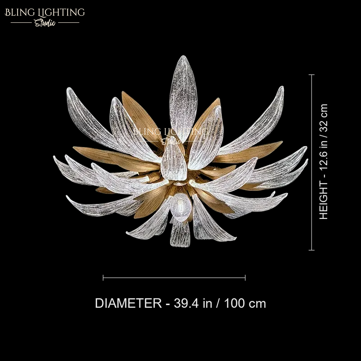 Dandelion Flush Mount Ceiling Light 100 x 32 cm size diagram