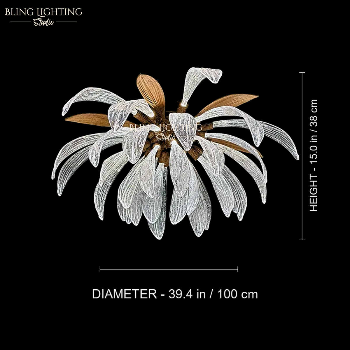 Dandelion Flush Mount Ceiling Light 100 x 38 cm size diagram