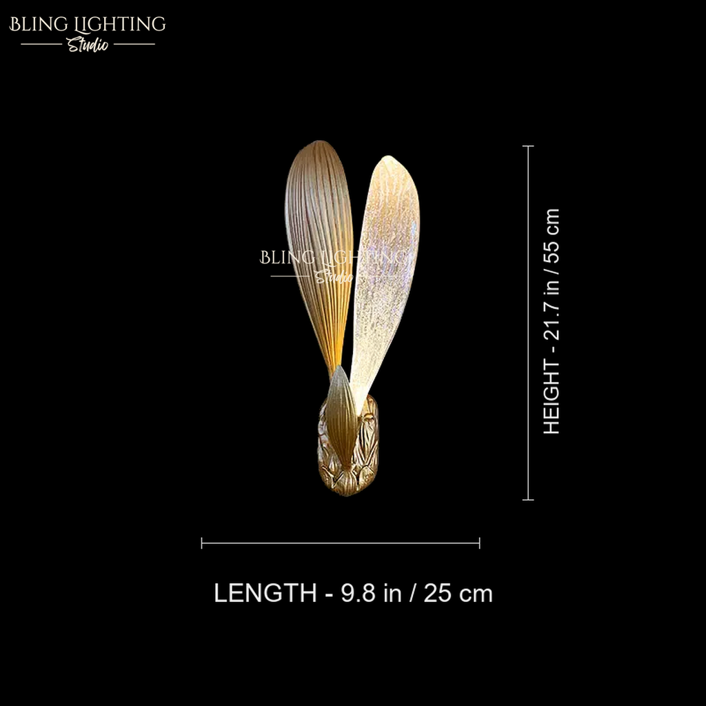 Dandelion Glass Wall Sconce 25 x 55 cm size diagram