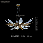 Dandelion Linear Glass Chandelier 120 x 35 cm size diagram