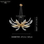 Dandelion Linear Glass Chandelier 120 x 55 cm size diagram