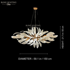 Dandelion Linear Glass Chandelier 150 x 55 cm size diagram