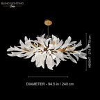 Dandelion Linear Glass Chandelier 240 x 70 cm size diagram