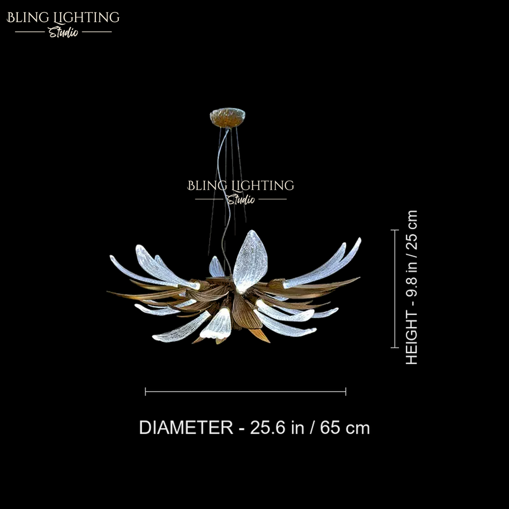 Dandelion Linear Glass Chandelier 65 x 25 cm size diagram