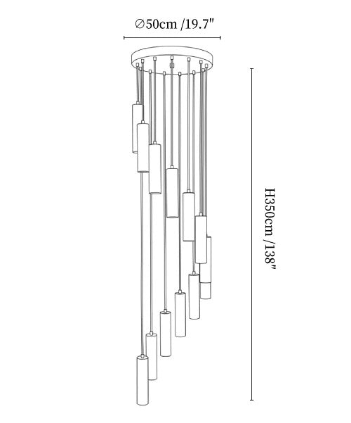 Darlen Alabaster Modern Staircase Chandelier column alabaster detail view 01
