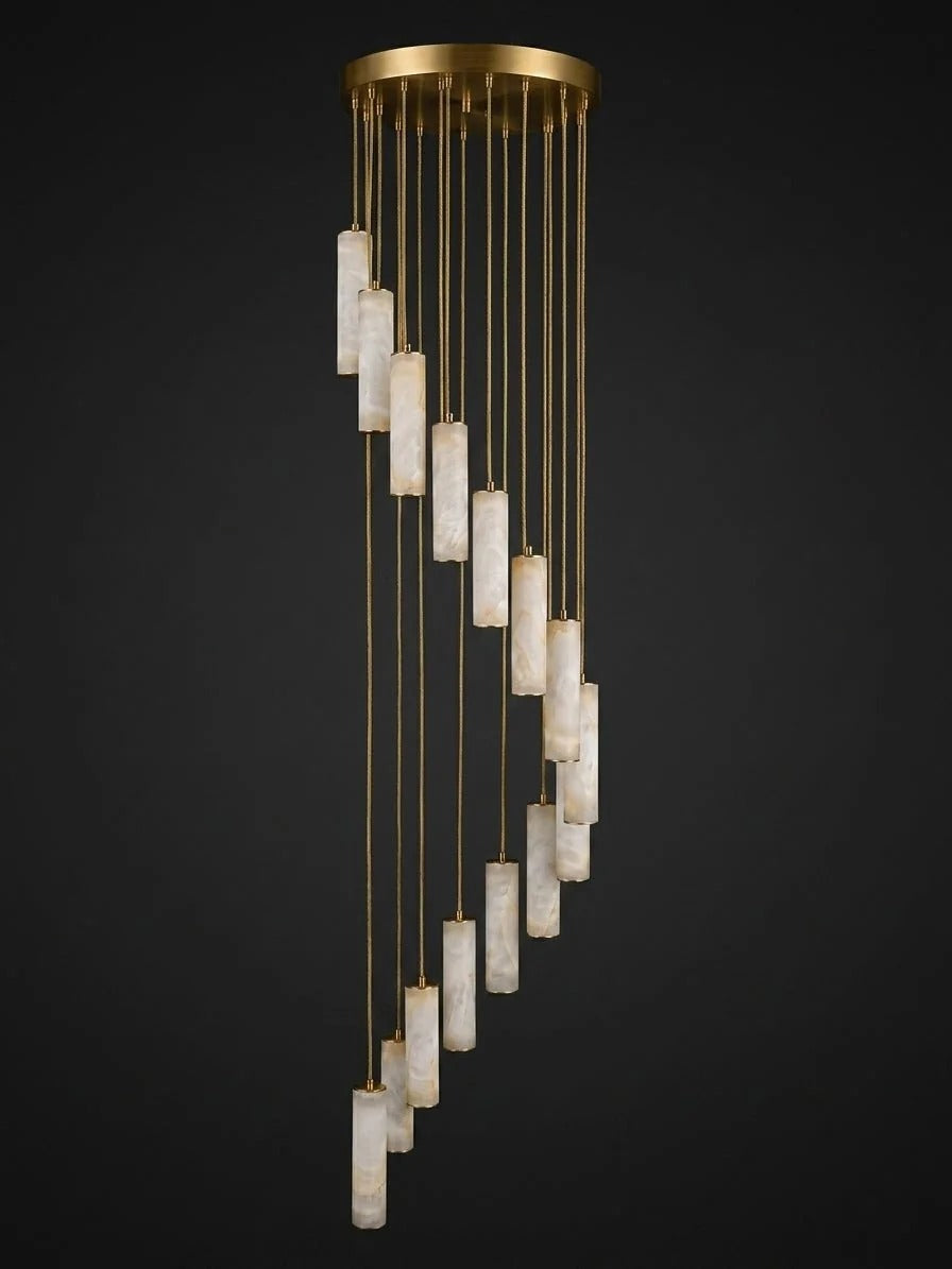 Darlen Alabaster Modern Staircase Chandelier column alabaster detail view 03