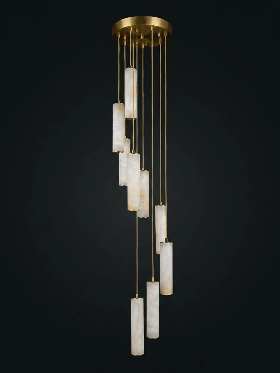 Darlen Alabaster Modern Staircase Chandelier column alabaster detail view 09