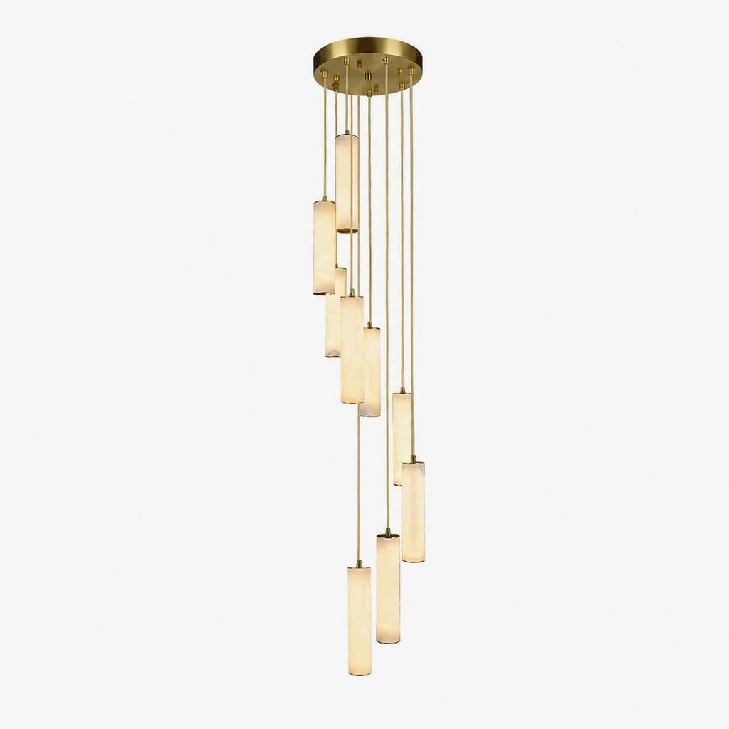 Darlen Alabaster Modern Staircase Chandelier column pendant view 12