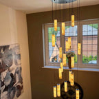 Darlen Alabaster Modern Staircase Chandelier alabaster tube pendant detail view