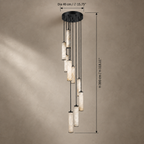 Darlen Alabaster Modern Staircase Chandelier in high ceiling living room view 05