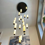 Darlen Alabaster Modern Staircase Chandelier alabaster tube pendant chandelier lounge view