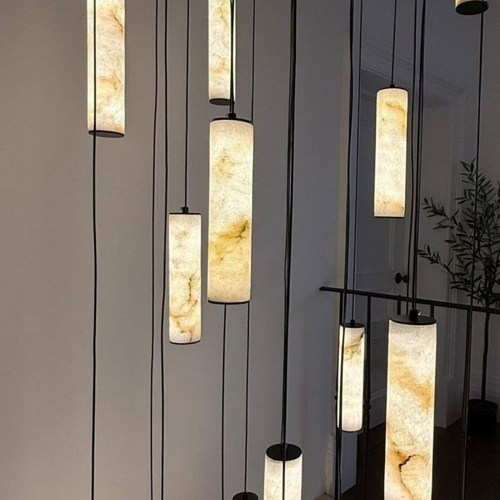 Darlen Alabaster Modern Staircase Chandelier long stairwell chandelier product view
