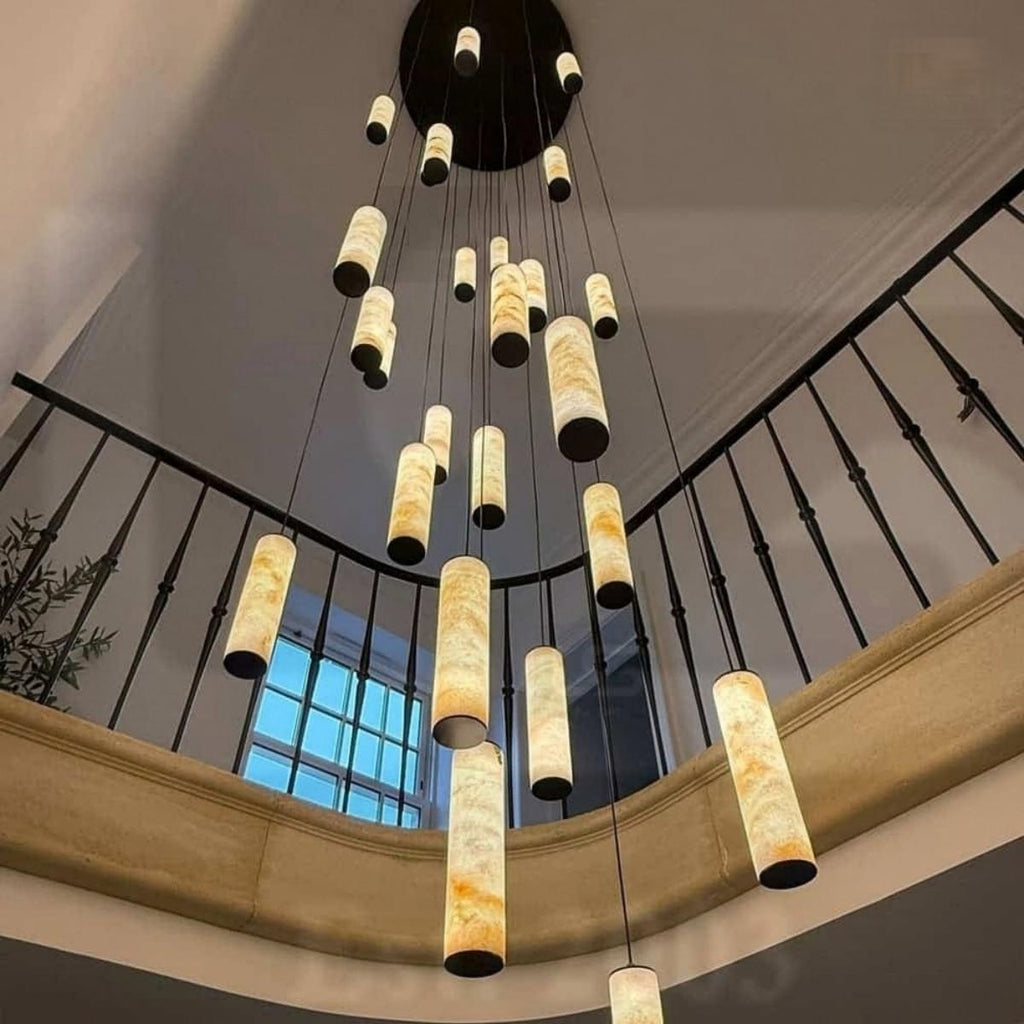 Darlen Alabaster Modern Staircase Chandelier modern alabaster tube chandelier view