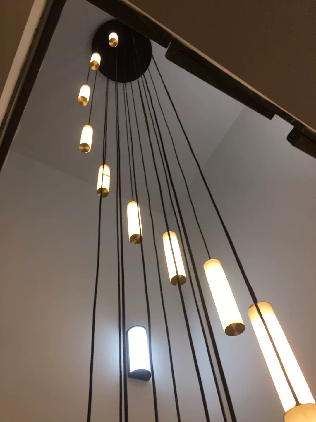Darlen Alabaster Modern Staircase Chandelier real product photo view 02
