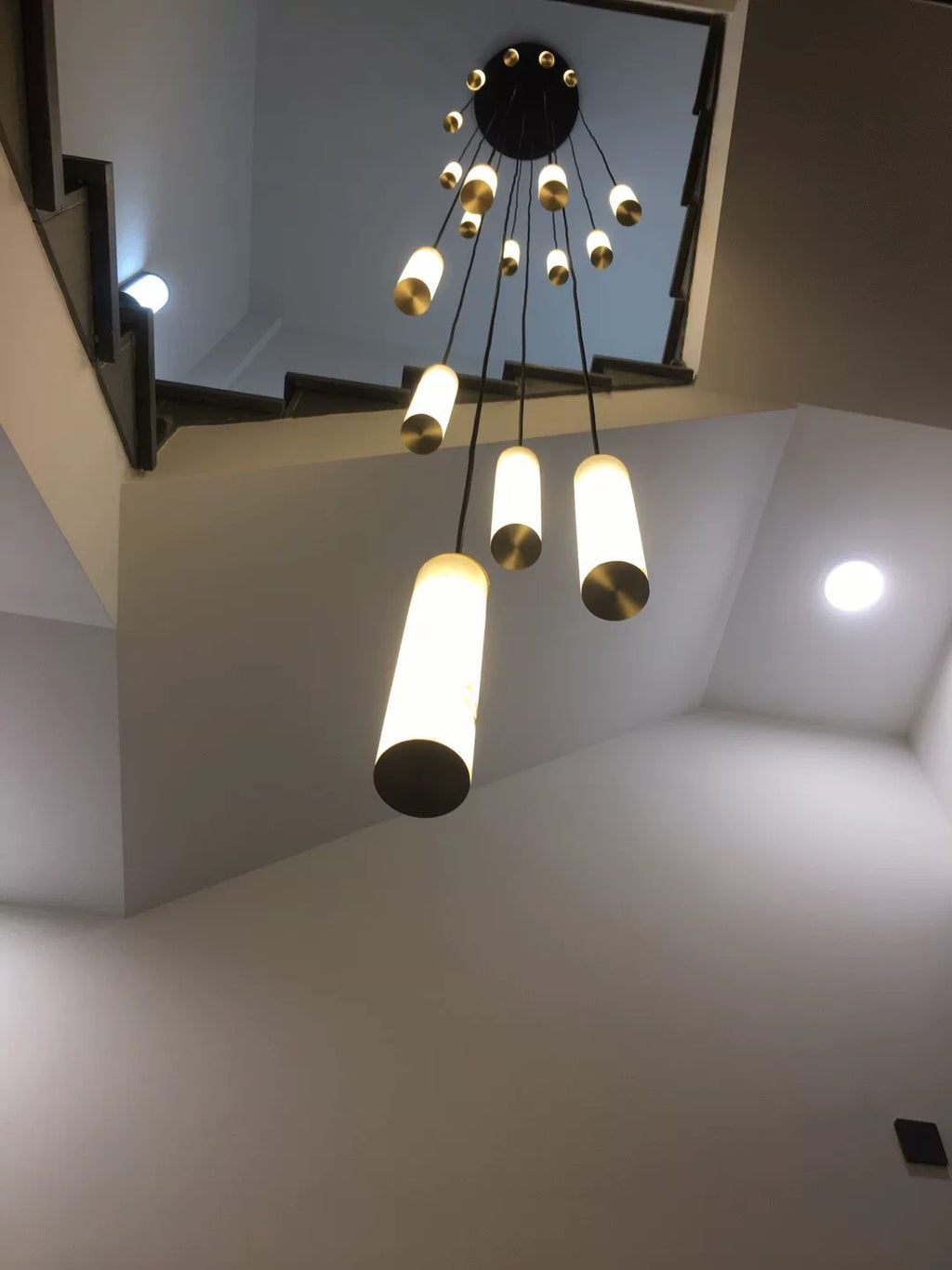 Darlen Alabaster Modern Staircase Chandelier real product photo view 04