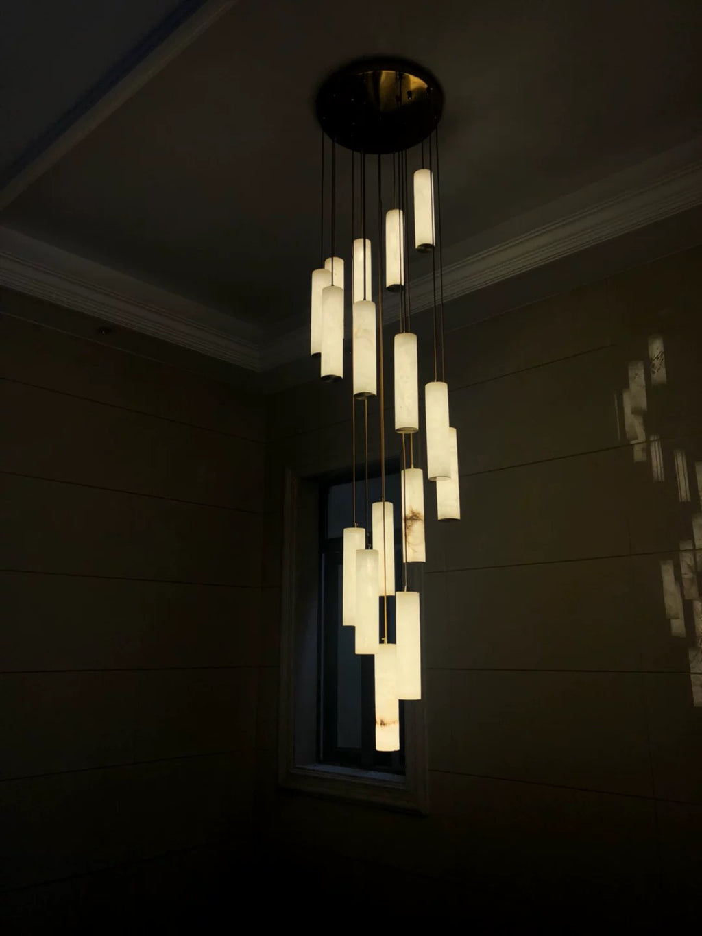 Darlen Alabaster Modern Staircase Chandelier real product photo view 05