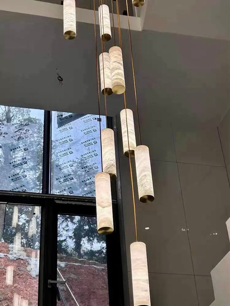 Darlen Alabaster Modern Staircase Chandelier real product photo view 06